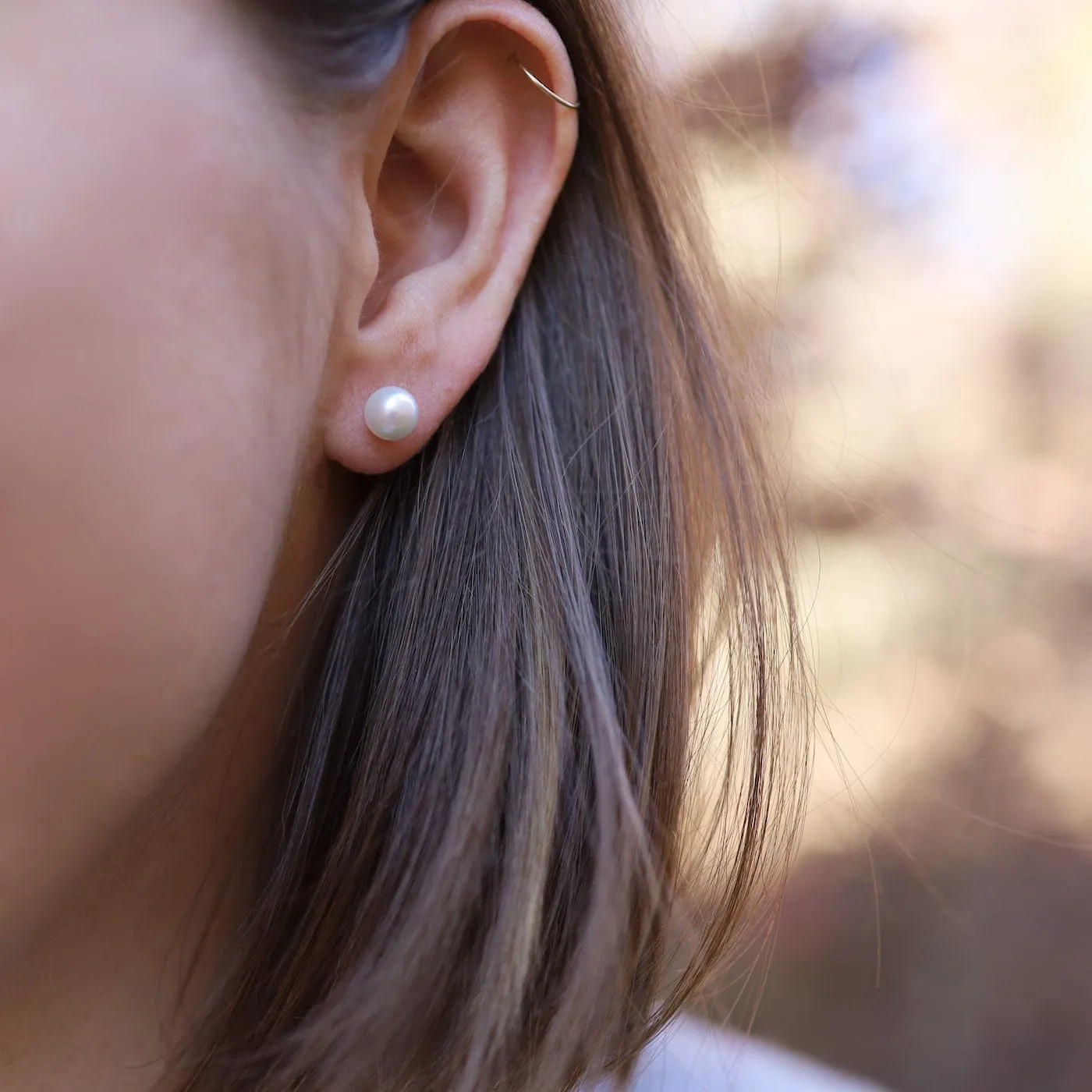 14k Gold 7mm Pearl Post Earrings