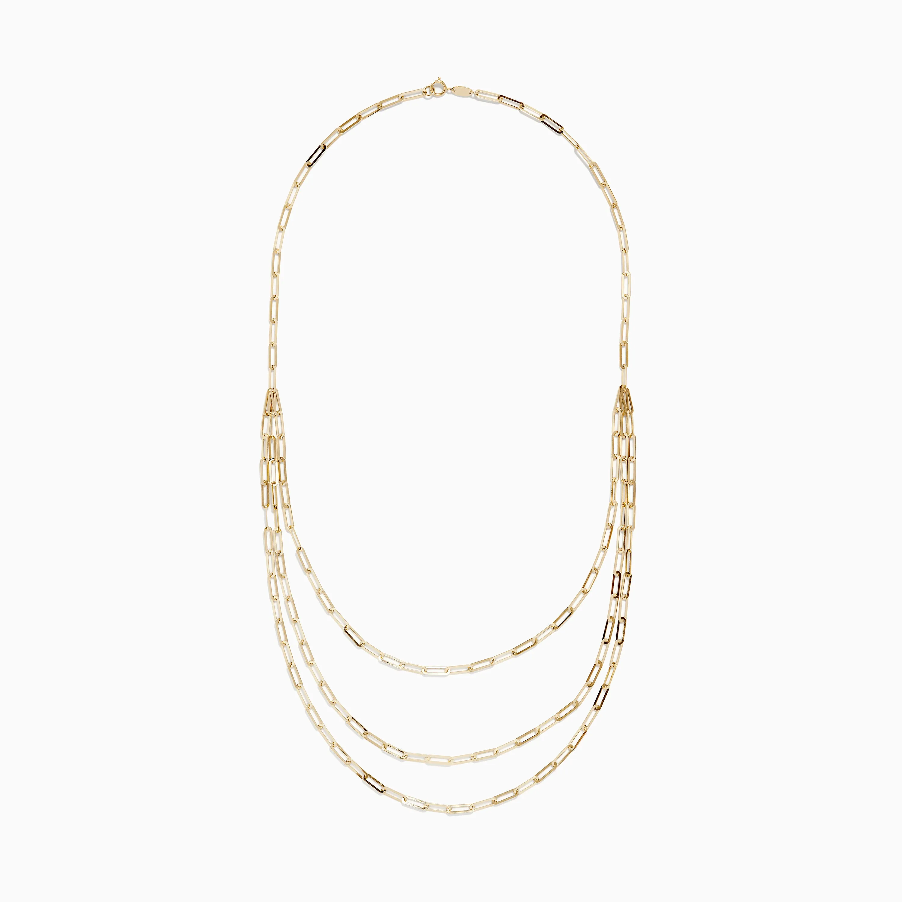 14K Yellow Gold 18" Layered Paperclip Chain Necklace