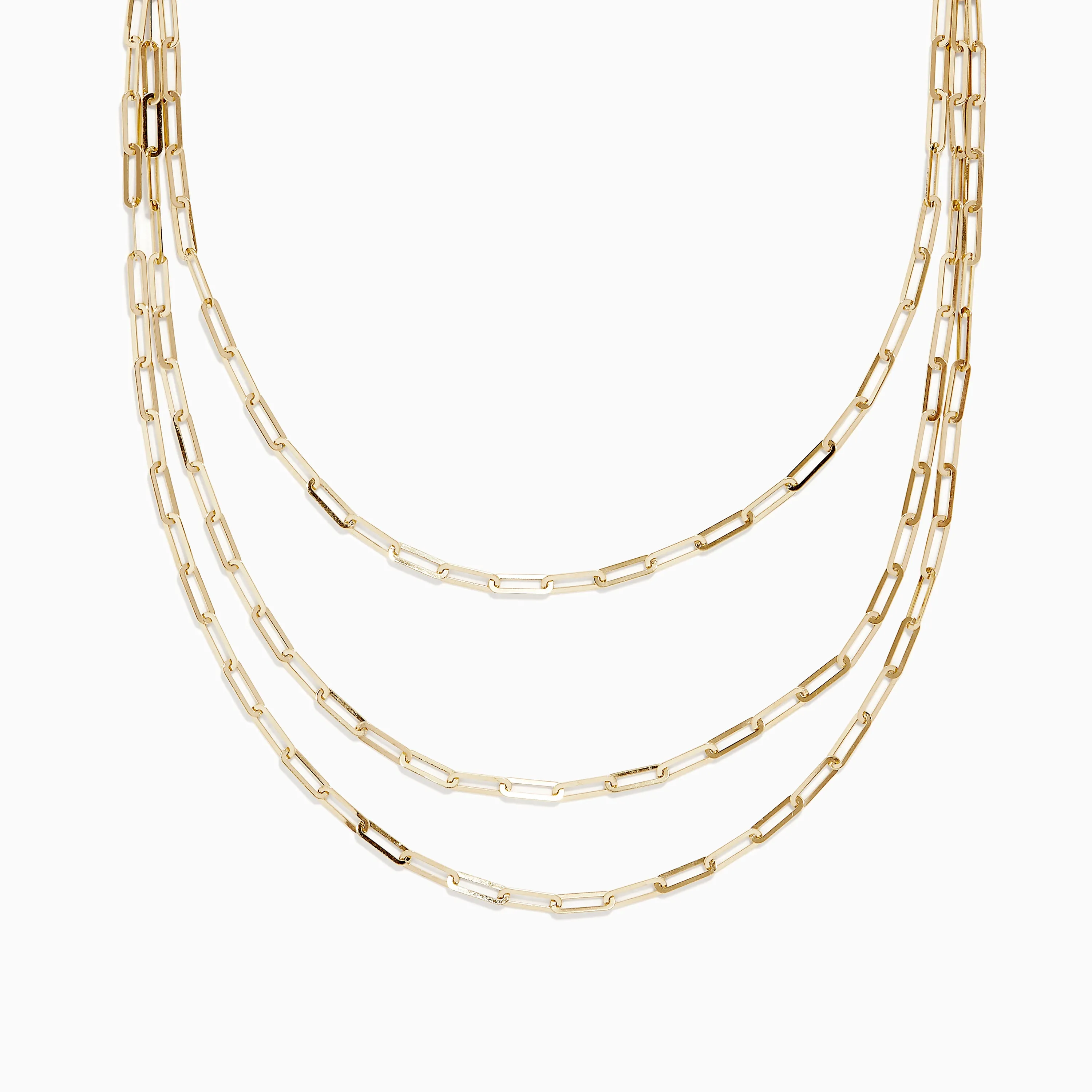 14K Yellow Gold 18" Layered Paperclip Chain Necklace