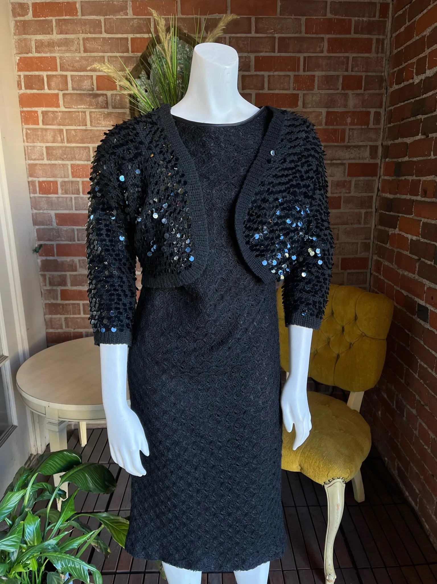 1950s Black Paillette Cardigan