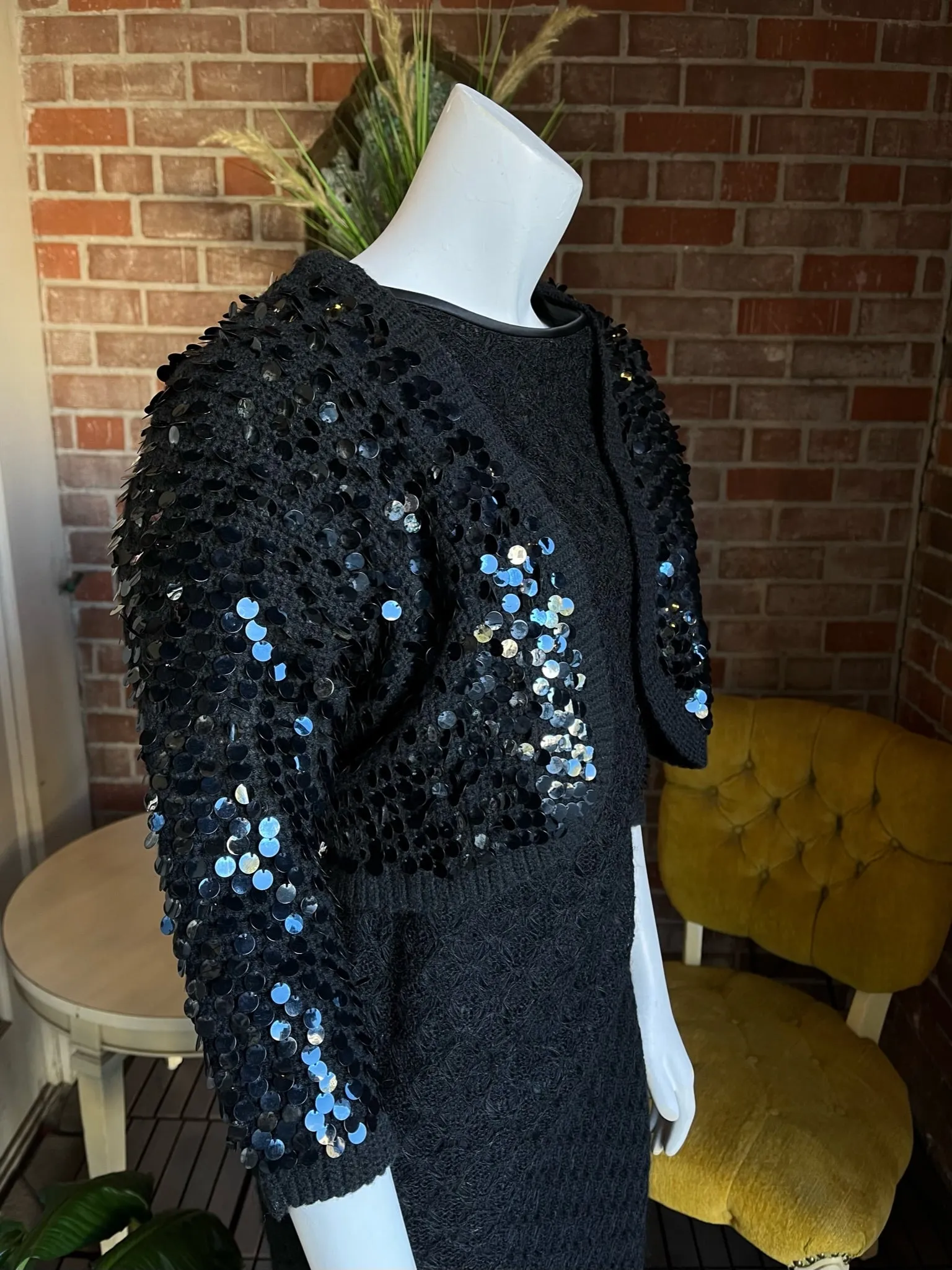 1950s Black Paillette Cardigan