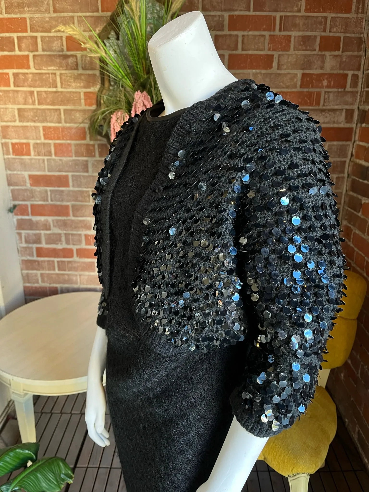 1950s Black Paillette Cardigan