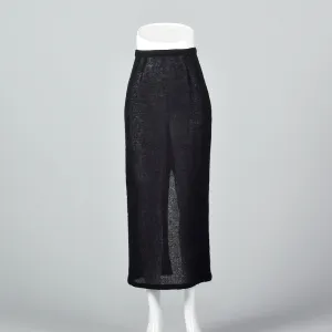1990s Sheer Knit Wool Pencil Skirt