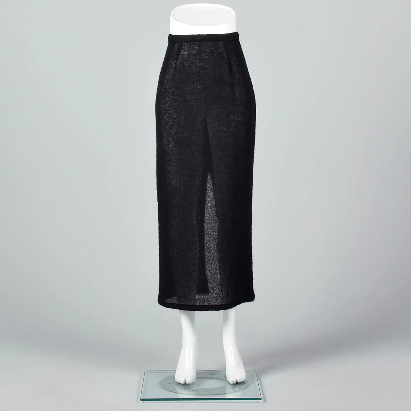 1990s Sheer Knit Wool Pencil Skirt