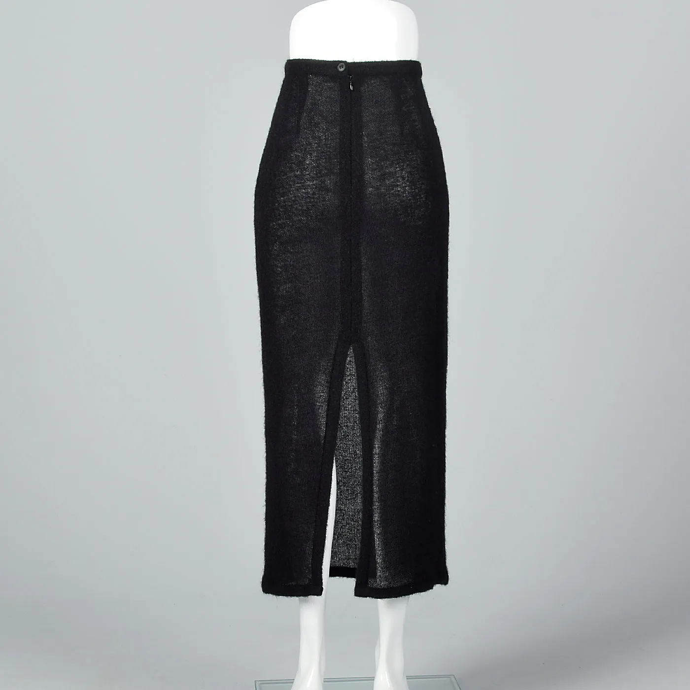 1990s Sheer Knit Wool Pencil Skirt