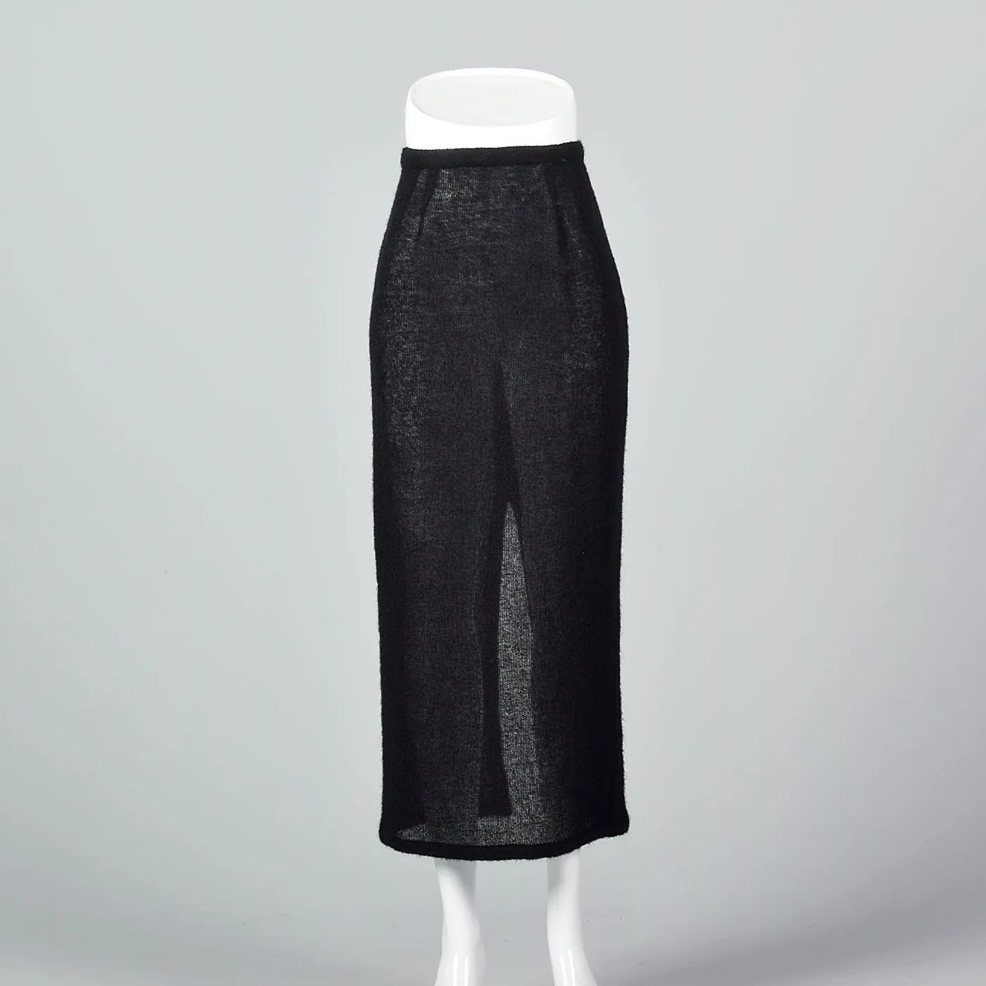 1990s Sheer Knit Wool Pencil Skirt