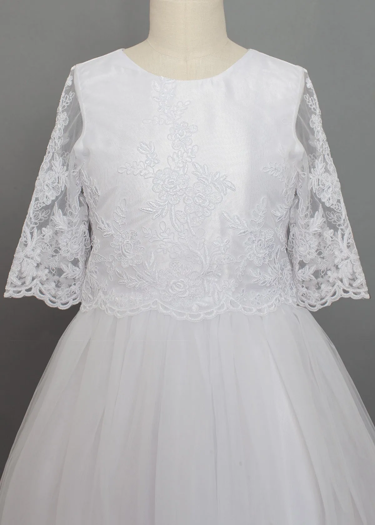 3/4 Sleeve Lace Communion Dress