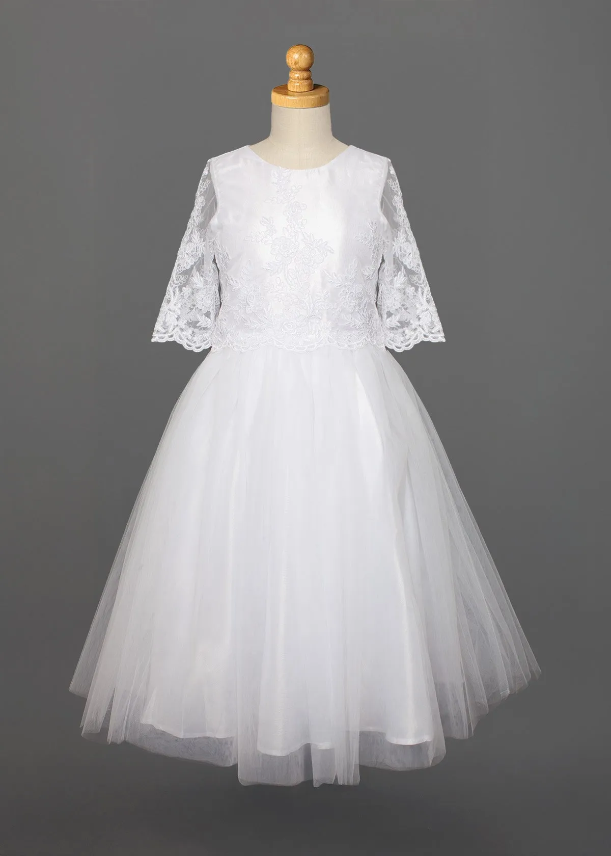 3/4 Sleeve Lace Communion Dress