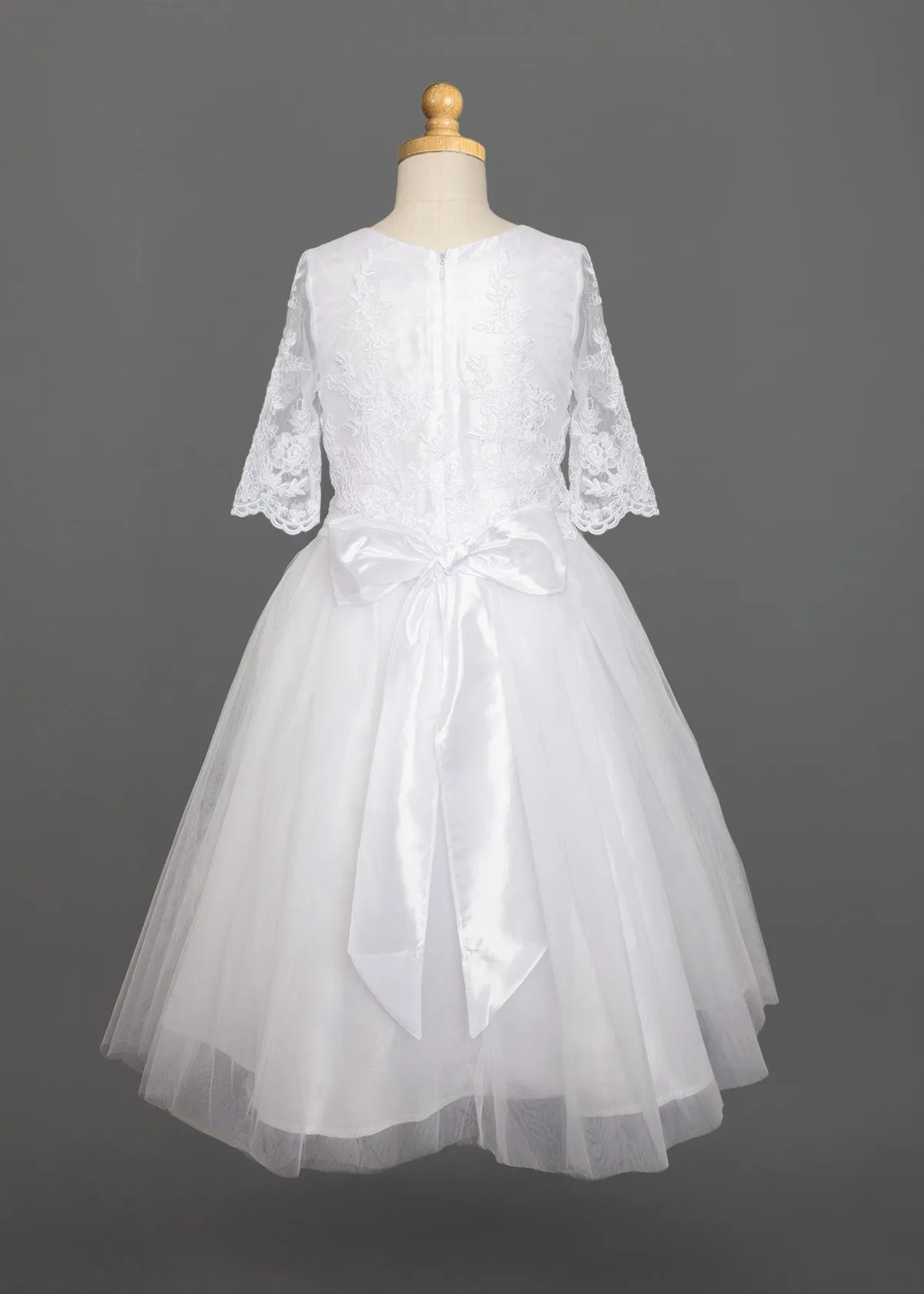 3/4 Sleeve Lace Communion Dress