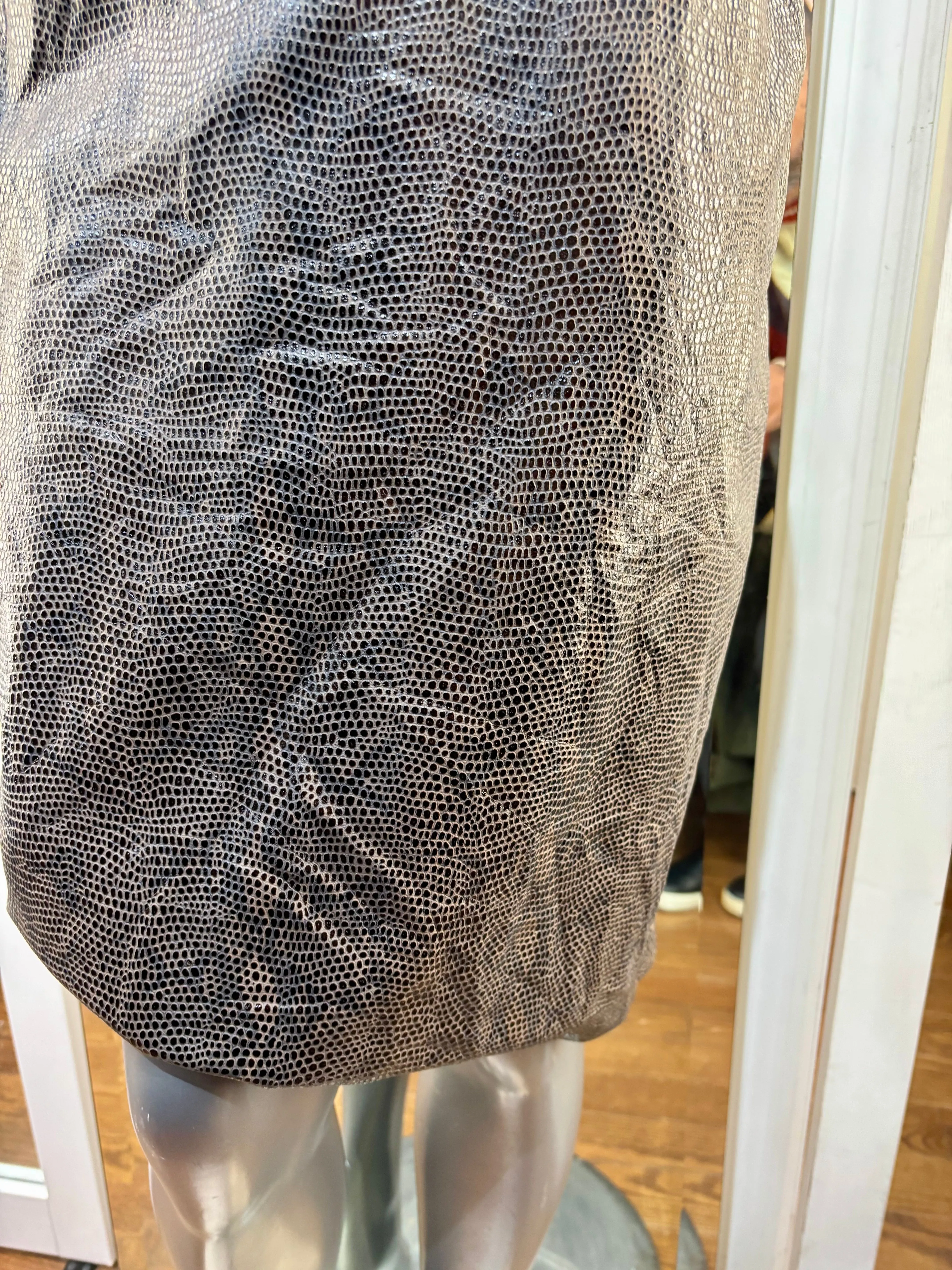 90’s Dark Green Pattern Leather Pencil Skirt By Sartoria L Calderan
