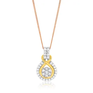 9ct Charming White Gold Diamond Pendant With 45cm Chain