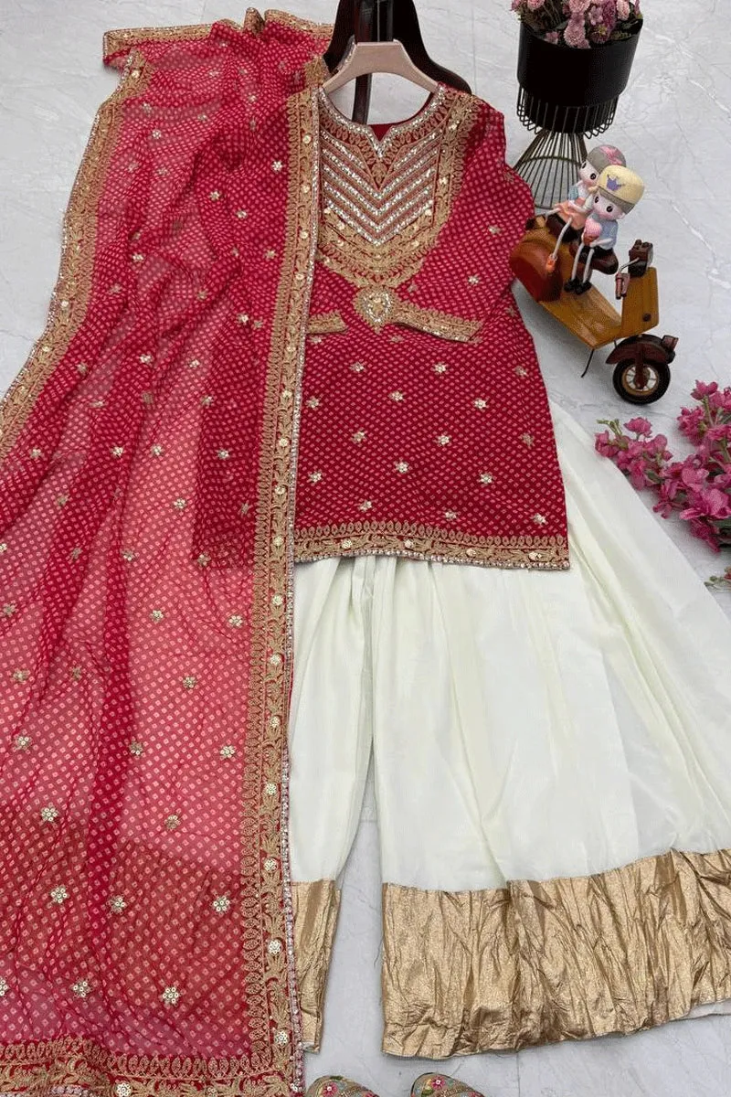 Actress Sonakshi Sinha Red Color Sharara Set For Wedding