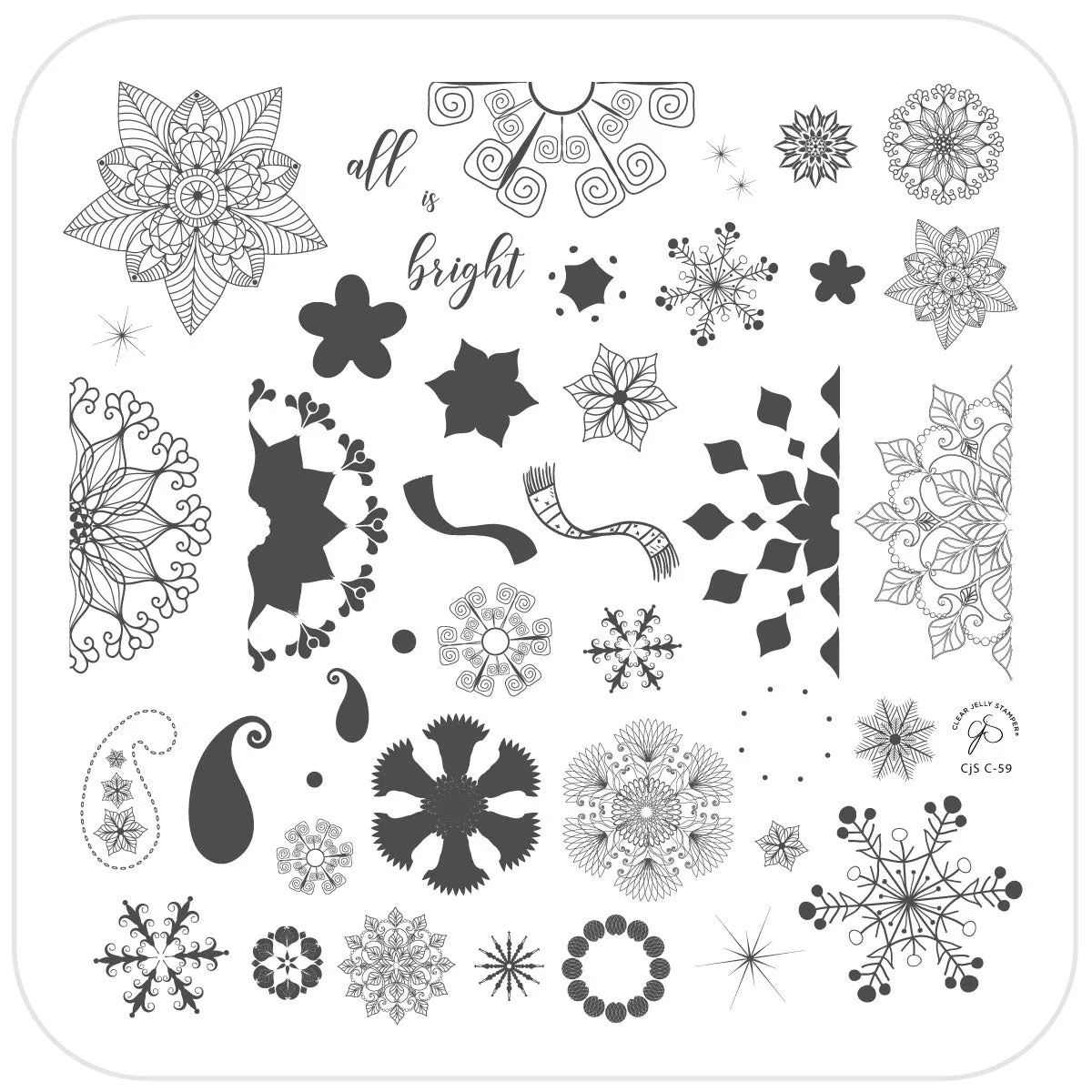 All Is Bright (CjSC-59) Steel Nail Art Stamping Plate