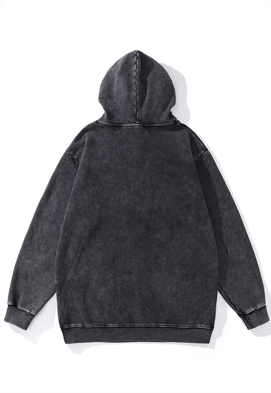 Anime print hoodie vintage wash pullover Dragon ball jumper