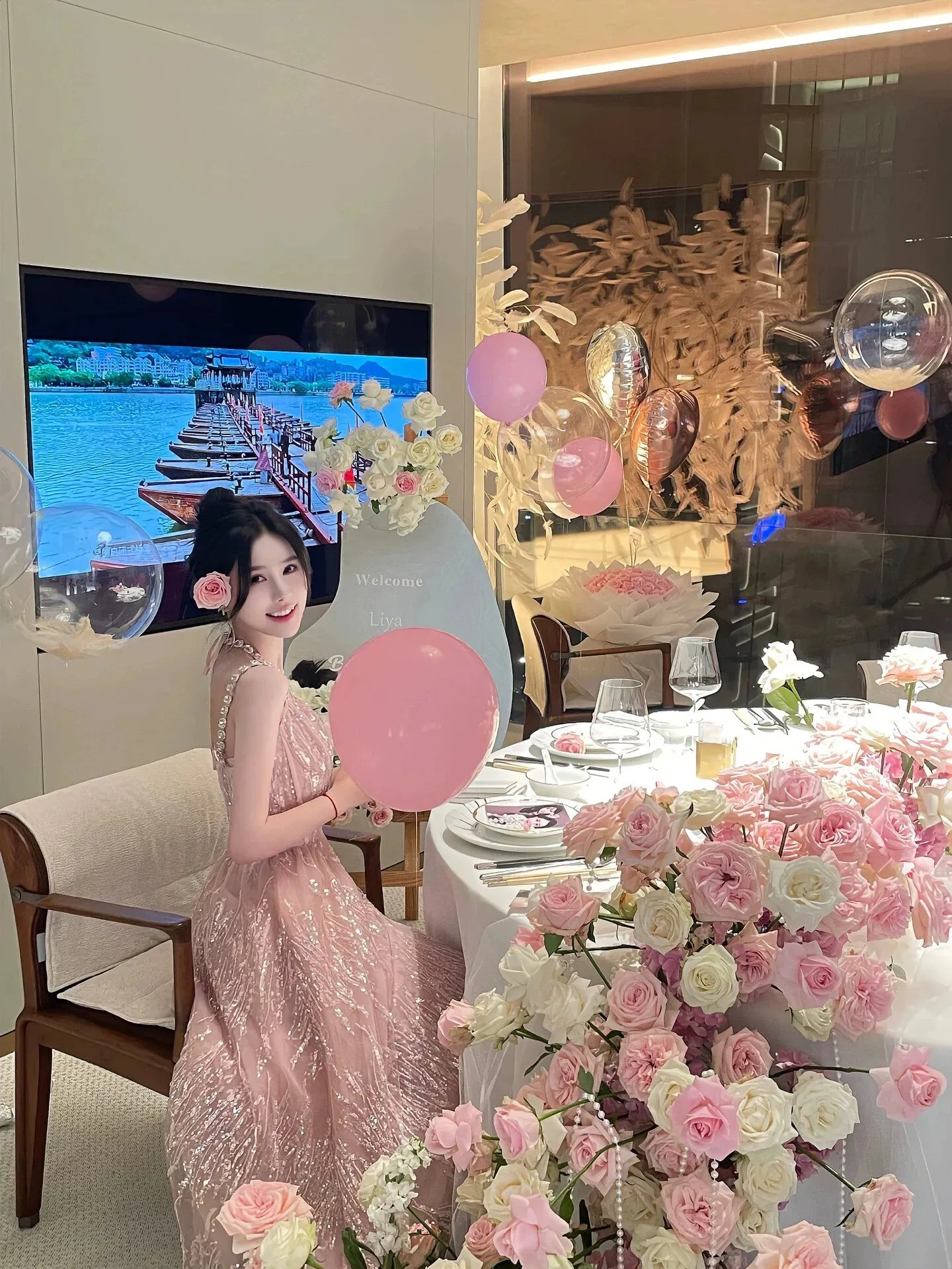 Anna~High-end Luxury Lolita JSK Pink Halter Neck Wedding Lolita Dress