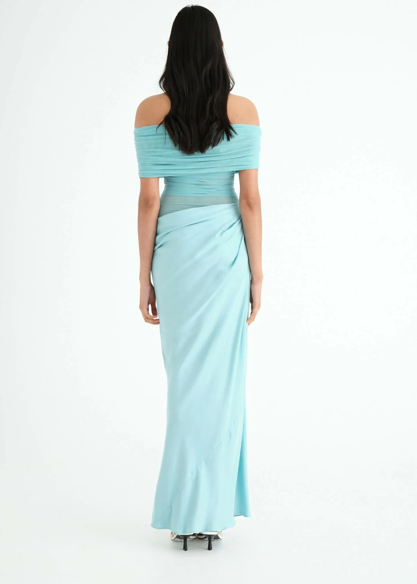 Benni Nico off Shoulder Maxi Dress in Aquamarine Size 8