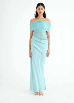 Benni Nico off Shoulder Maxi Dress in Aquamarine Size 8