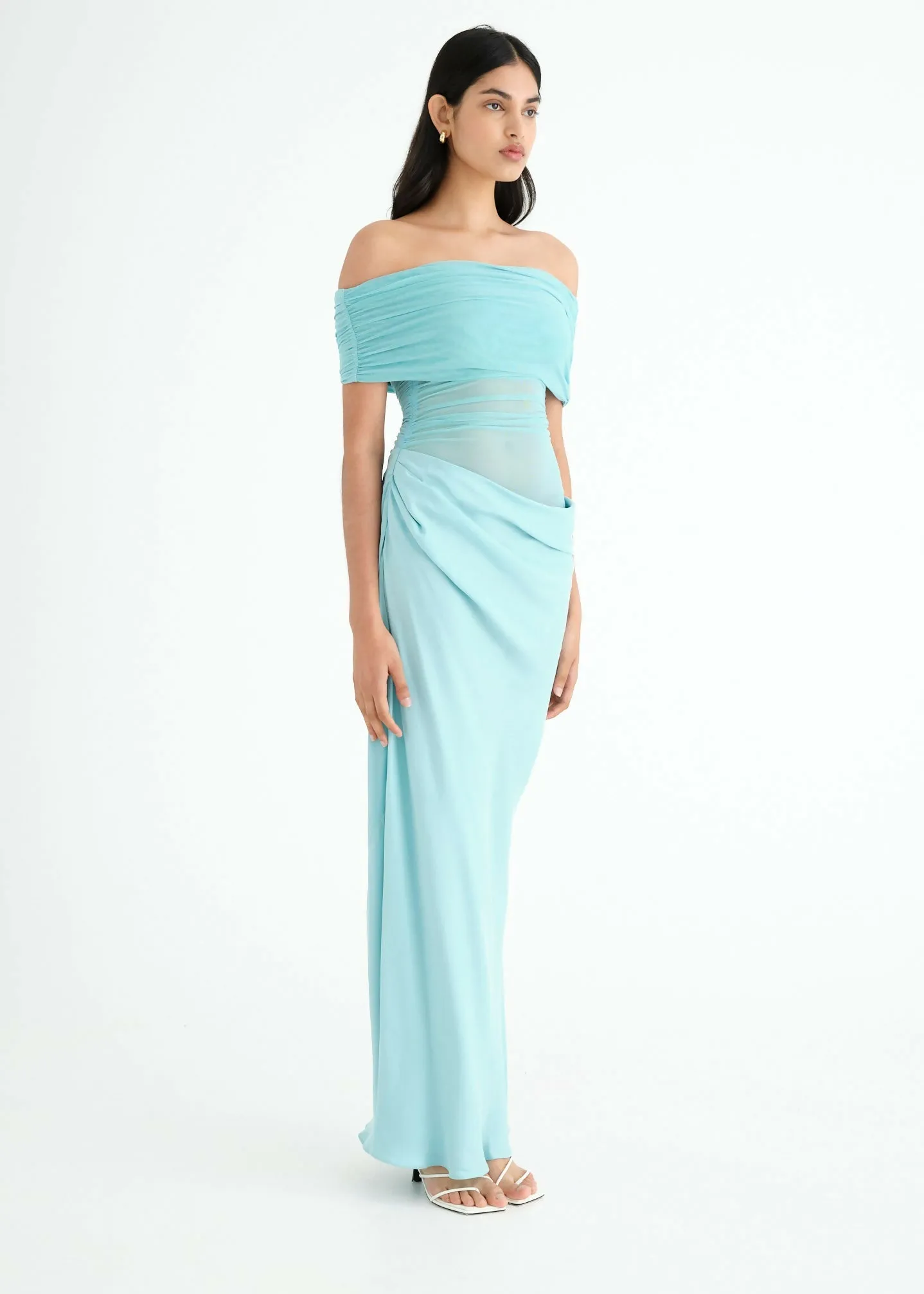 Benni Nico off Shoulder Maxi Dress in Aquamarine Size 8
