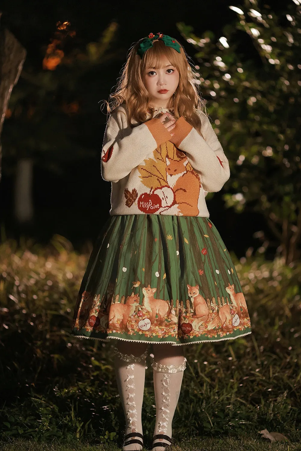 (BFM)Miss Point~Fat Fox in the Forest~Kawaii Lolita JSK Fairy Tale Forest Style Vest Dress