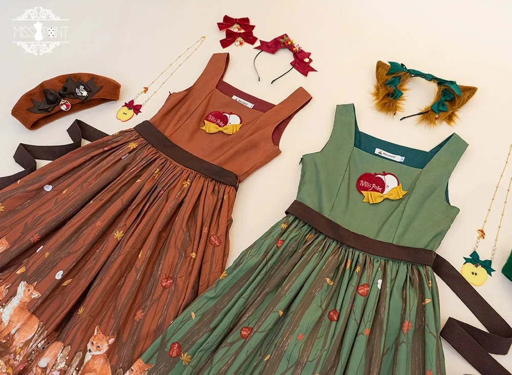 (BFM)Miss Point~Fat Fox in the Forest~Kawaii Lolita JSK Fairy Tale Forest Style Vest Dress