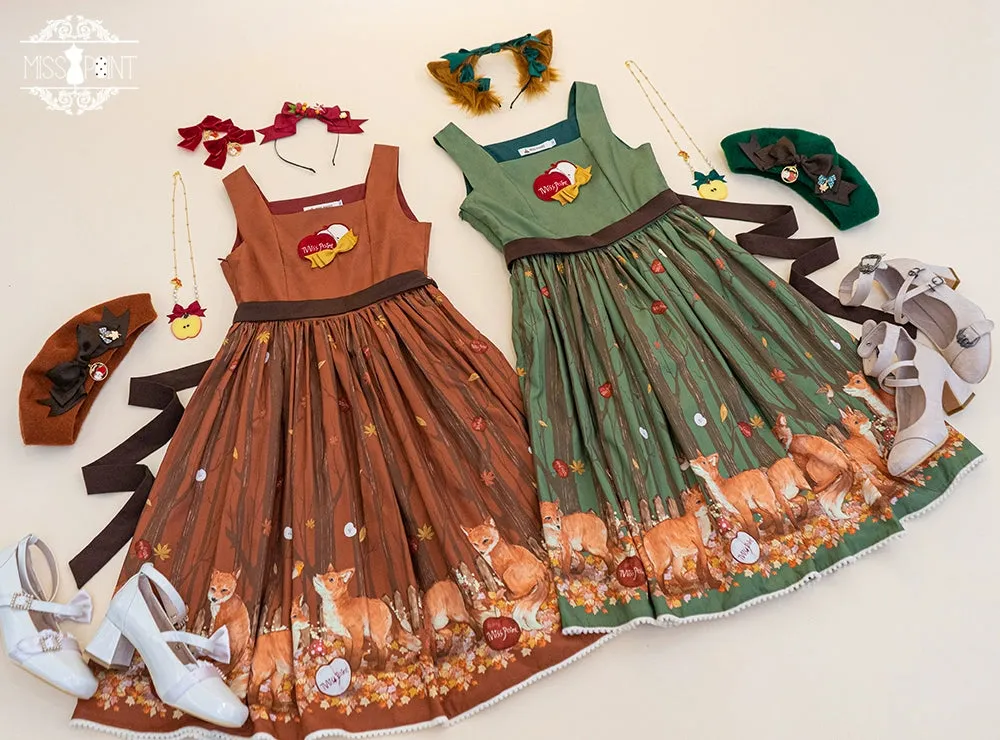 (BFM)Miss Point~Fat Fox in the Forest~Kawaii Lolita JSK Fairy Tale Forest Style Vest Dress