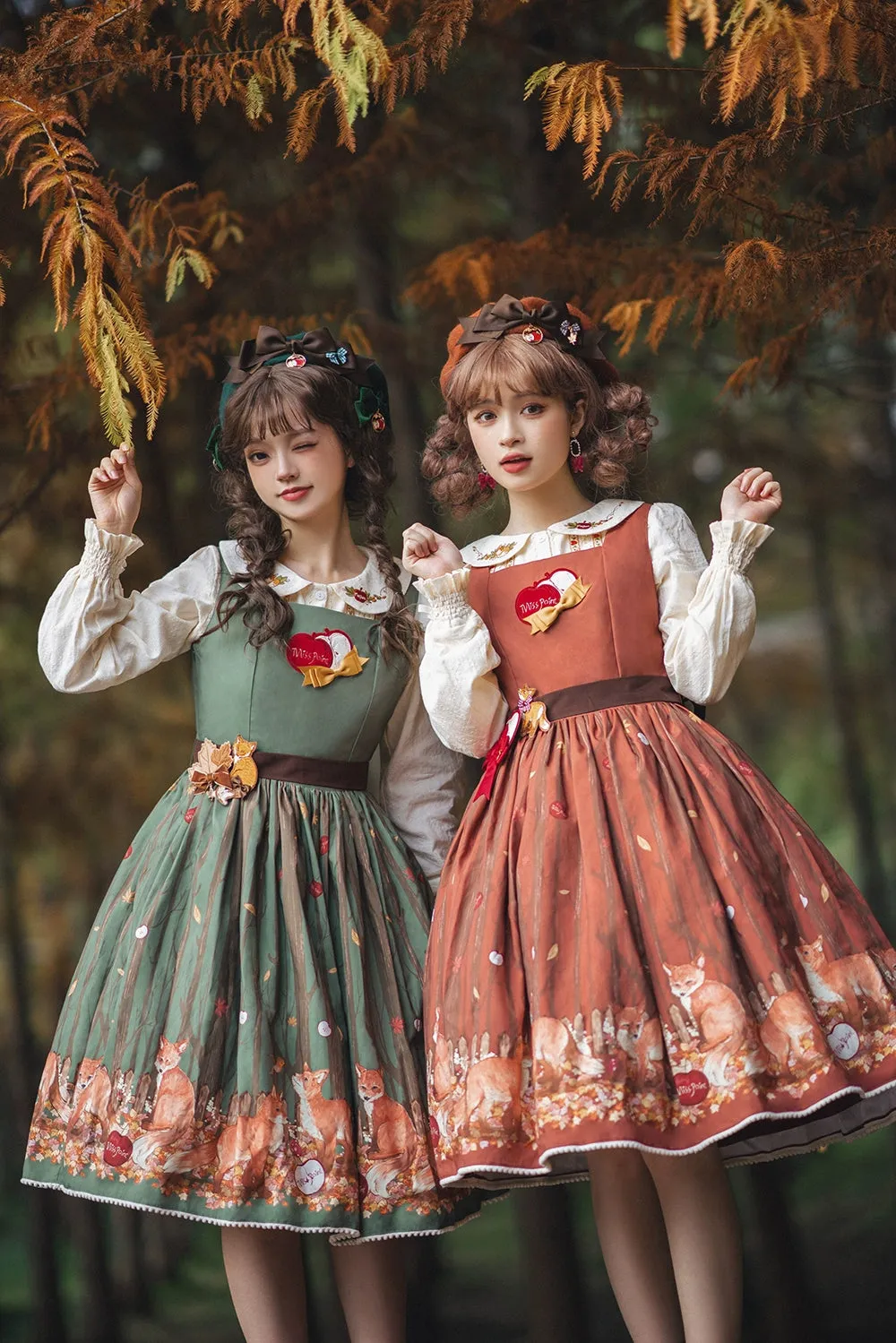 (BFM)Miss Point~Fat Fox in the Forest~Kawaii Lolita JSK Fairy Tale Forest Style Vest Dress