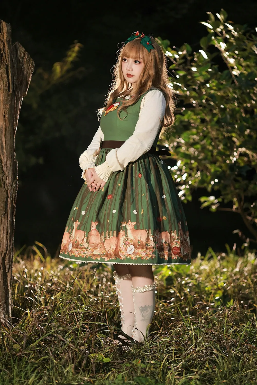 (BFM)Miss Point~Fat Fox in the Forest~Kawaii Lolita JSK Fairy Tale Forest Style Vest Dress