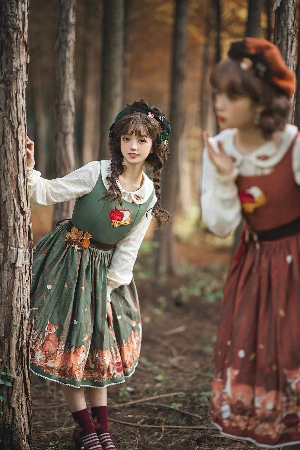 (BFM)Miss Point~Fat Fox in the Forest~Kawaii Lolita JSK Fairy Tale Forest Style Vest Dress
