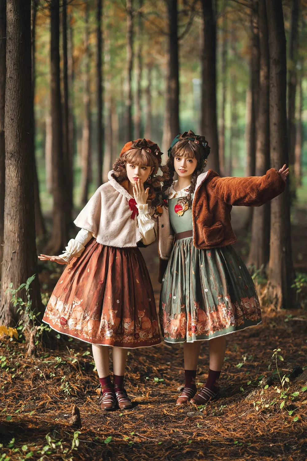 (BFM)Miss Point~Fat Fox in the Forest~Kawaii Lolita JSK Fairy Tale Forest Style Vest Dress