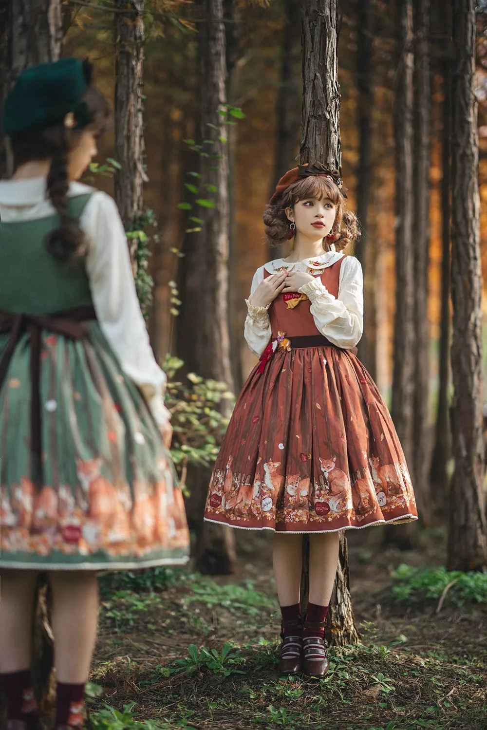 (BFM)Miss Point~Fat Fox in the Forest~Kawaii Lolita JSK Fairy Tale Forest Style Vest Dress