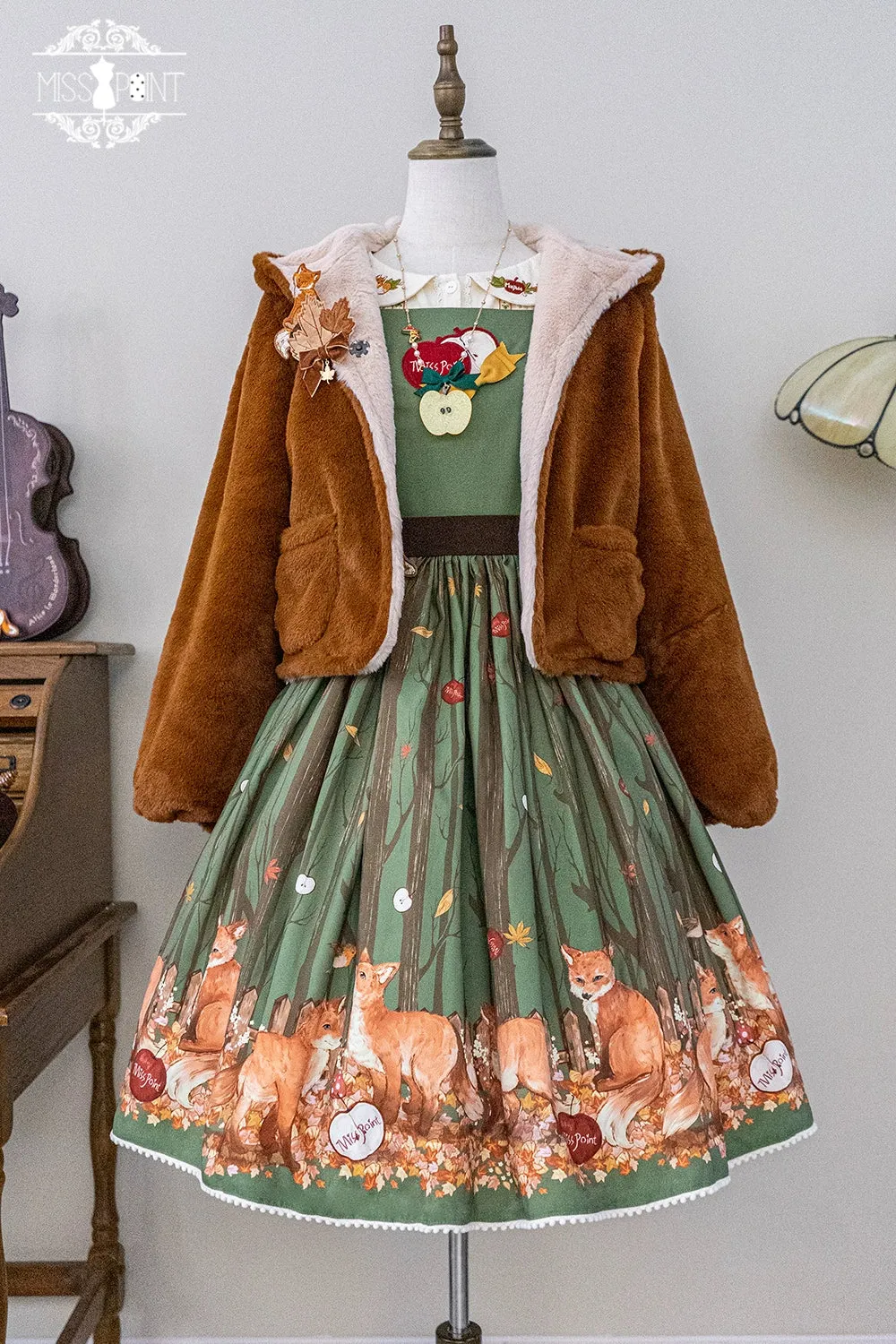 (BFM)Miss Point~Fat Fox in the Forest~Kawaii Lolita JSK Fairy Tale Forest Style Vest Dress