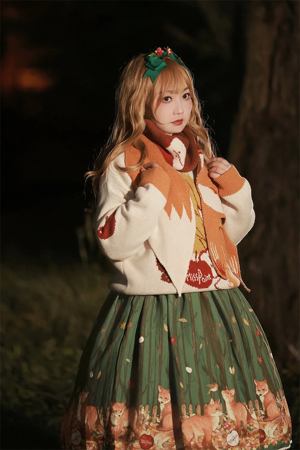 (BFM)Miss Point~Fat Fox in the Forest~Kawaii Lolita JSK Fairy Tale Forest Style Vest Dress