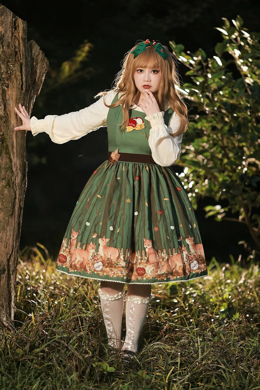 (BFM)Miss Point~Fat Fox in the Forest~Kawaii Lolita JSK Fairy Tale Forest Style Vest Dress