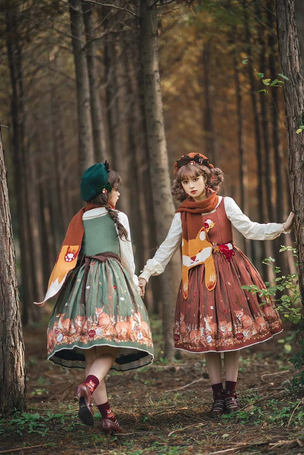(BFM)Miss Point~Fat Fox in the Forest~Kawaii Lolita JSK Fairy Tale Forest Style Vest Dress
