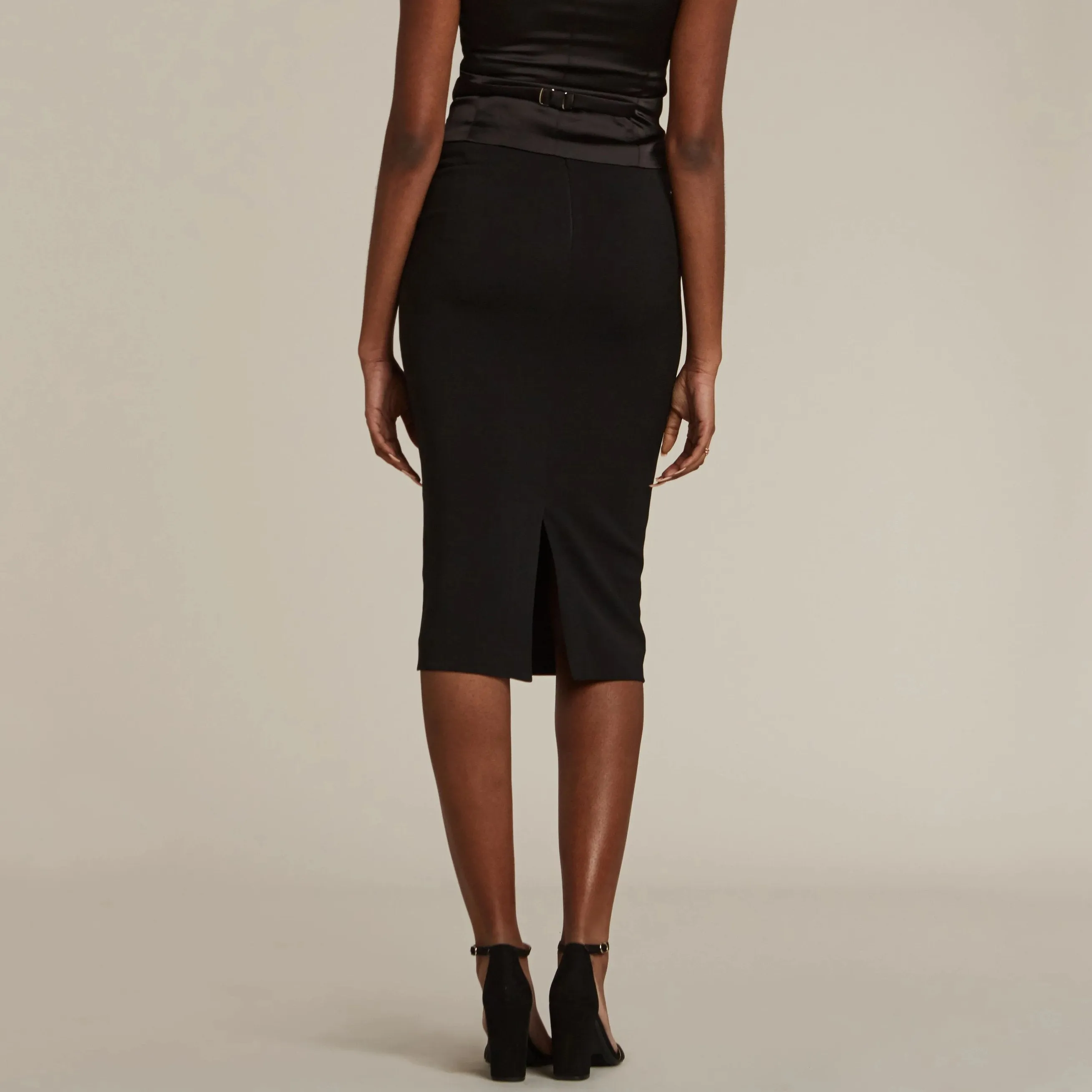 Black Pencil Tuxedo Skirt