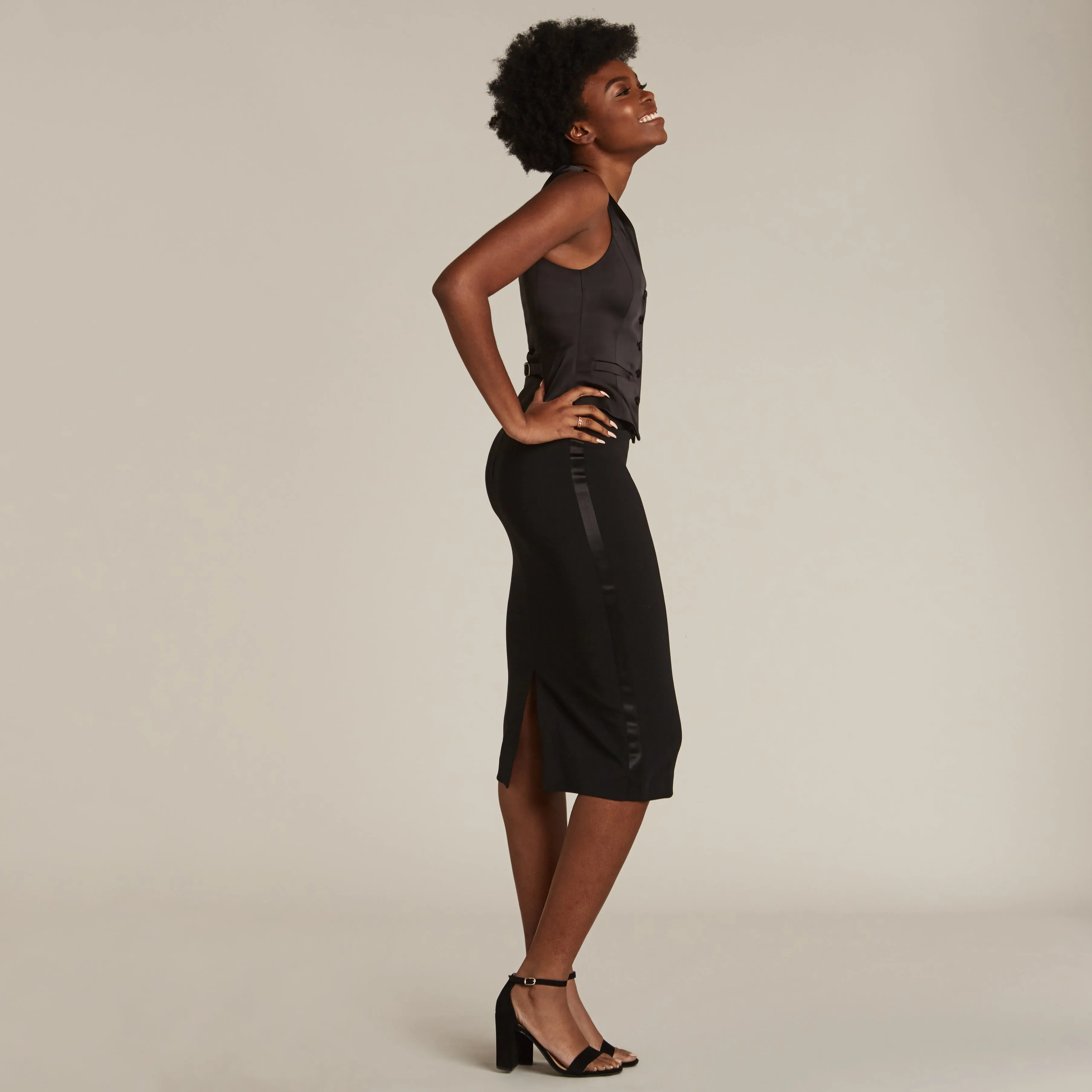 Black Pencil Tuxedo Skirt