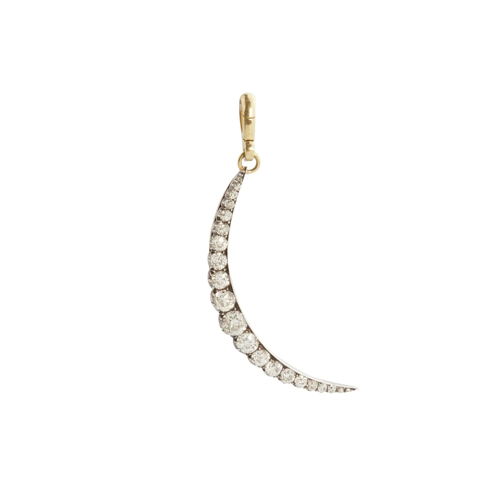 Blackened Diamond Crescent Charm