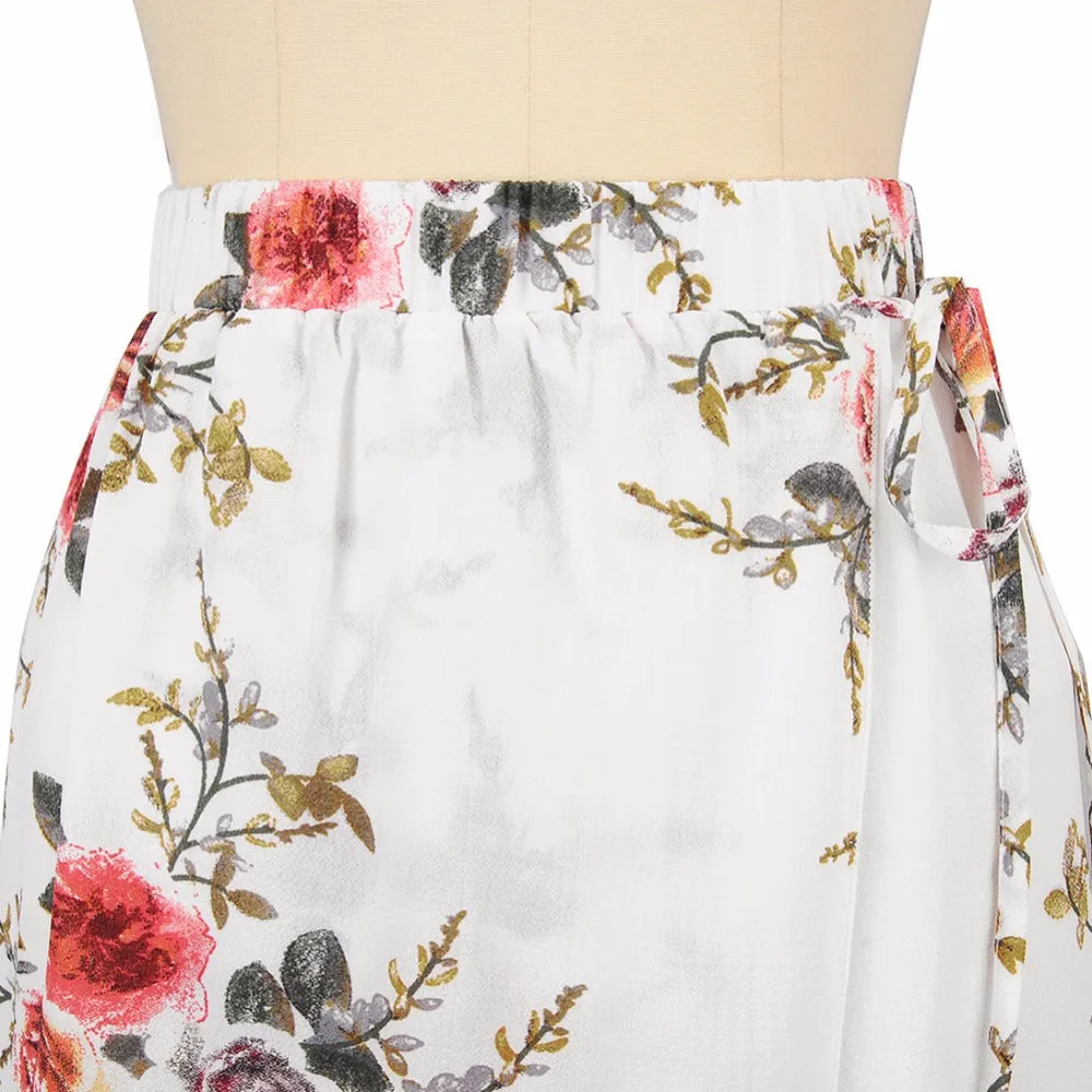 Bohemian Floral Print  Ankle-length Natural Summer Casual Half Skirt
