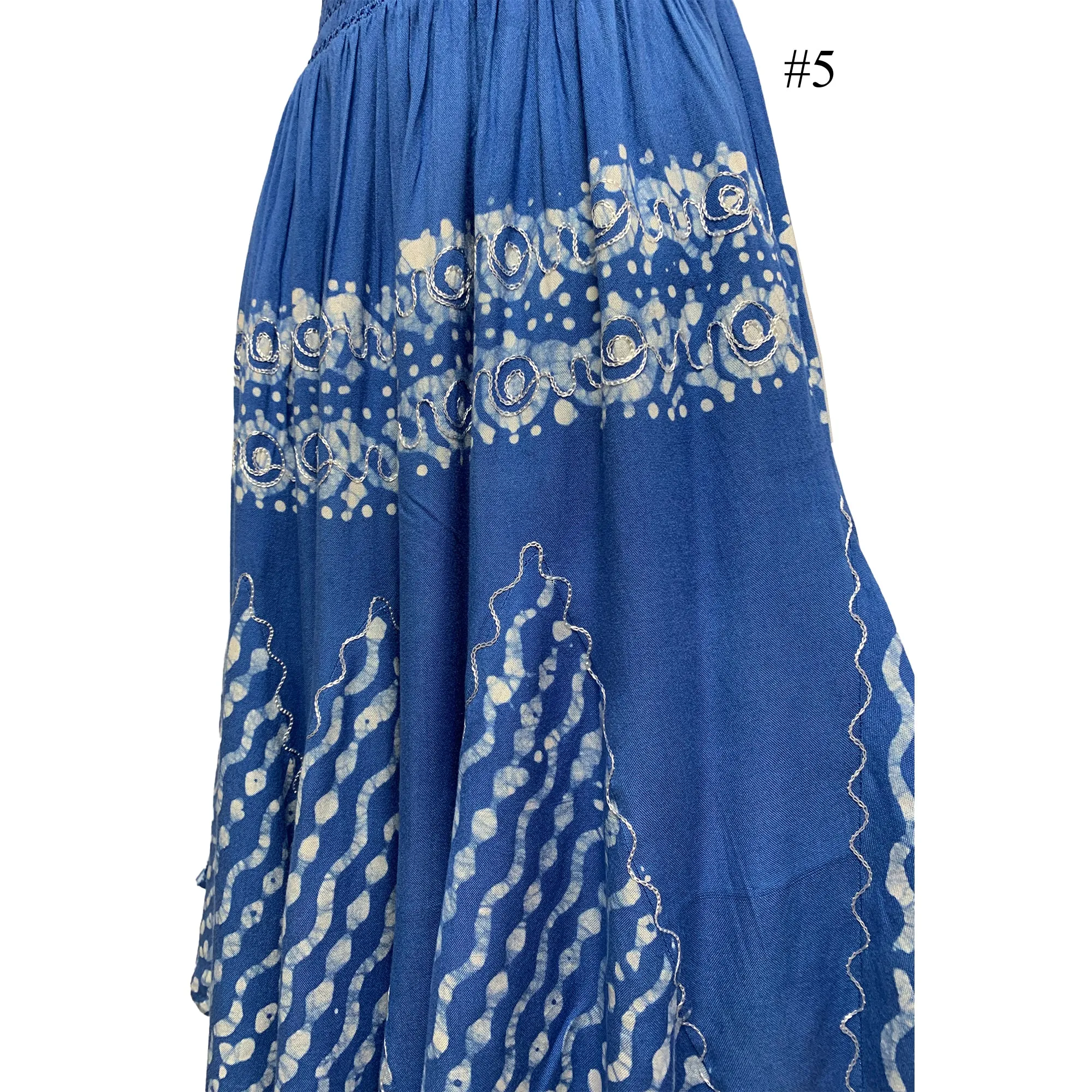 Boho Bohemian Embroidered Indian Ethnic Batik Print Spaghetti-Strap Long Dress Priya