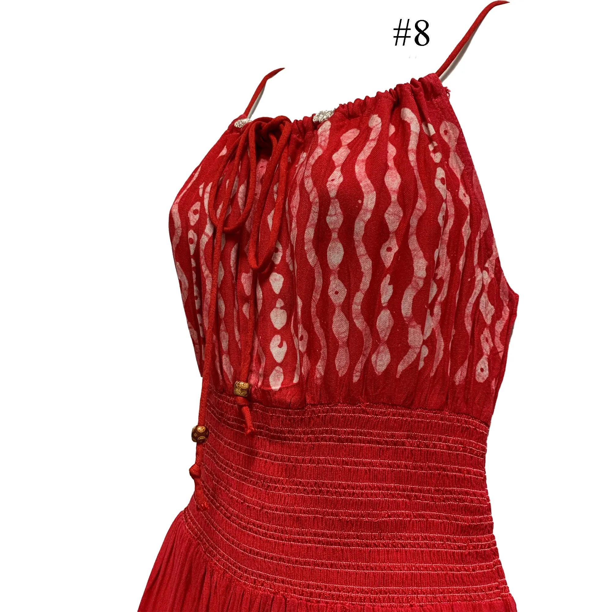 Boho Bohemian Embroidered Indian Ethnic Batik Print Spaghetti-Strap Long Dress Priya