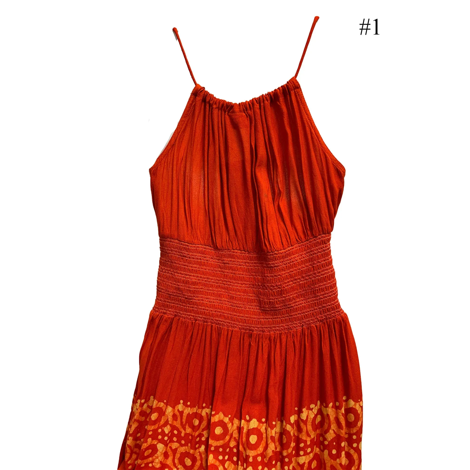 Boho Bohemian Embroidered Indian Ethnic Batik Print Spaghetti-Strap Long Dress Priya