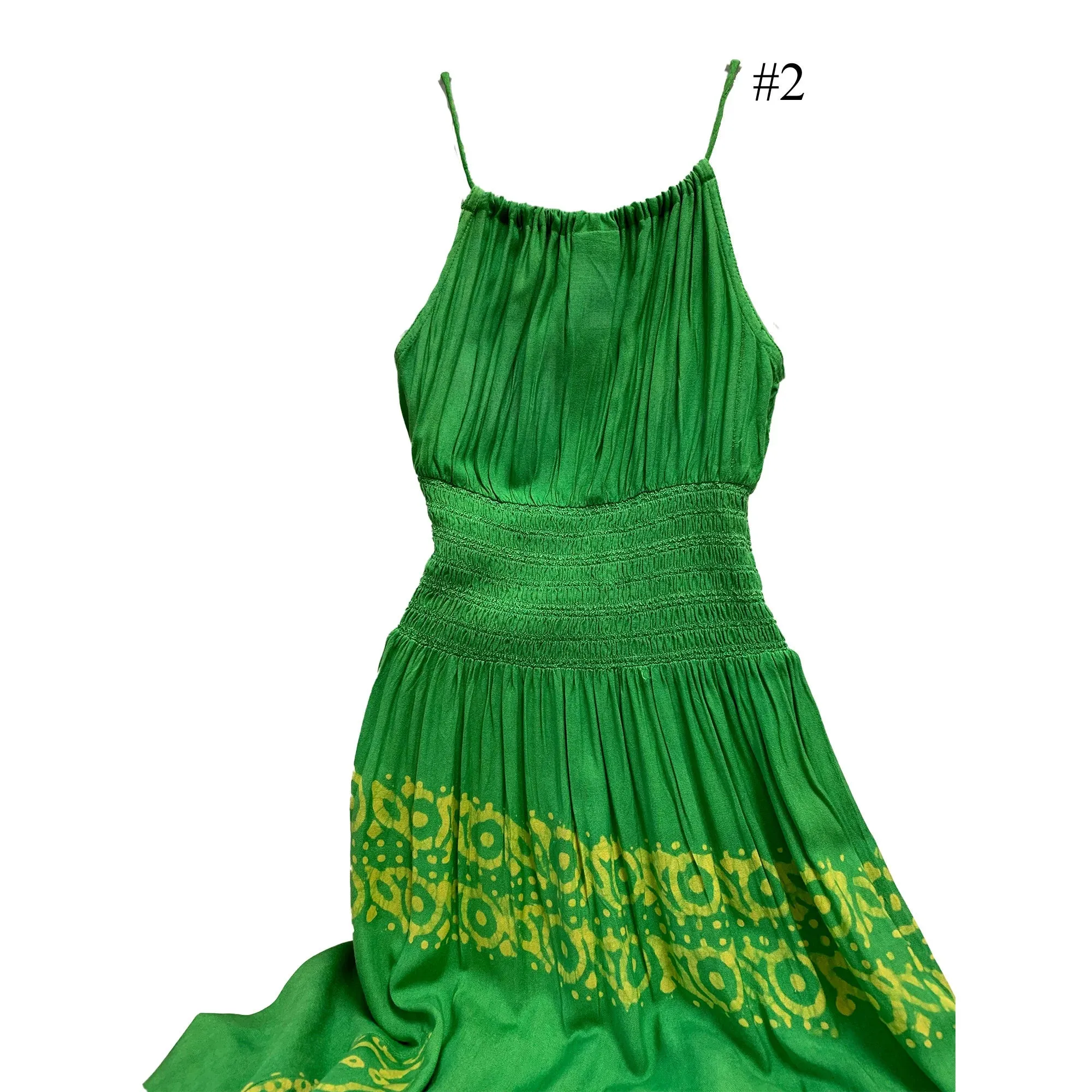 Boho Bohemian Embroidered Indian Ethnic Batik Print Spaghetti-Strap Long Dress Priya
