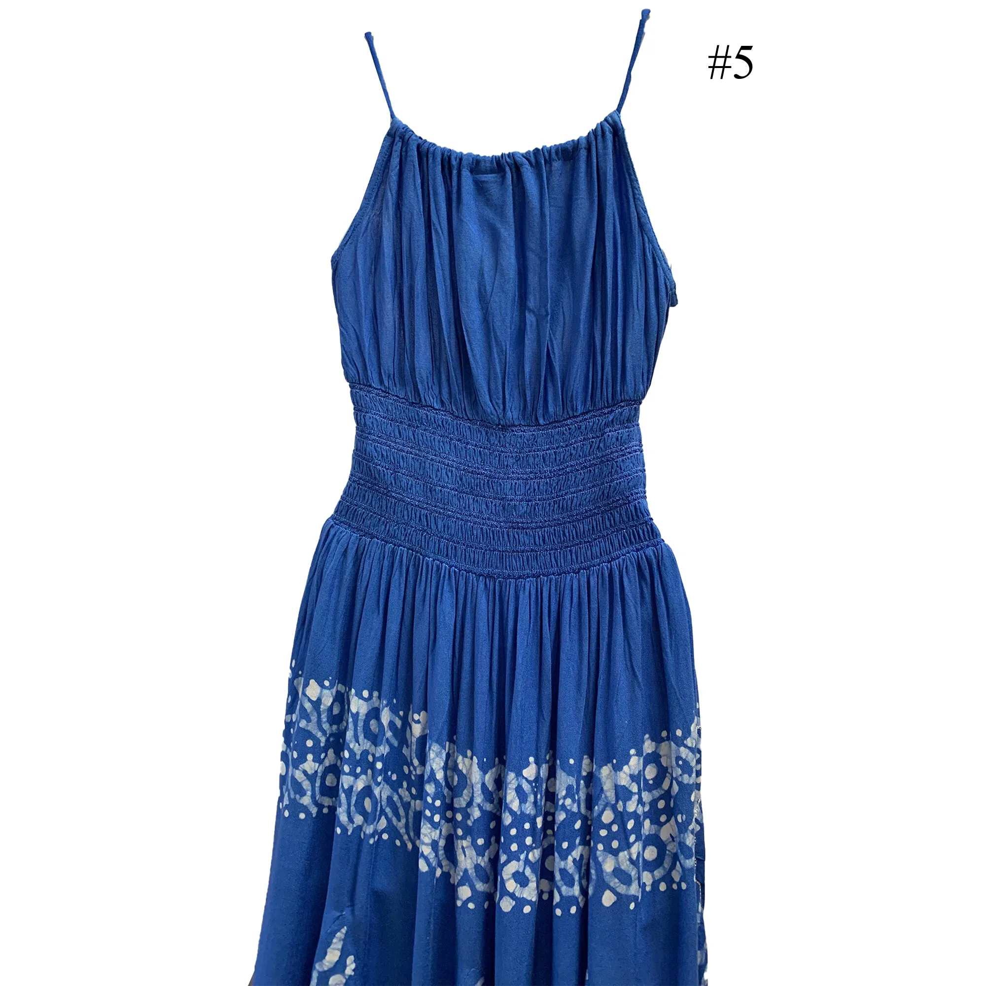 Boho Bohemian Embroidered Indian Ethnic Batik Print Spaghetti-Strap Long Dress Priya