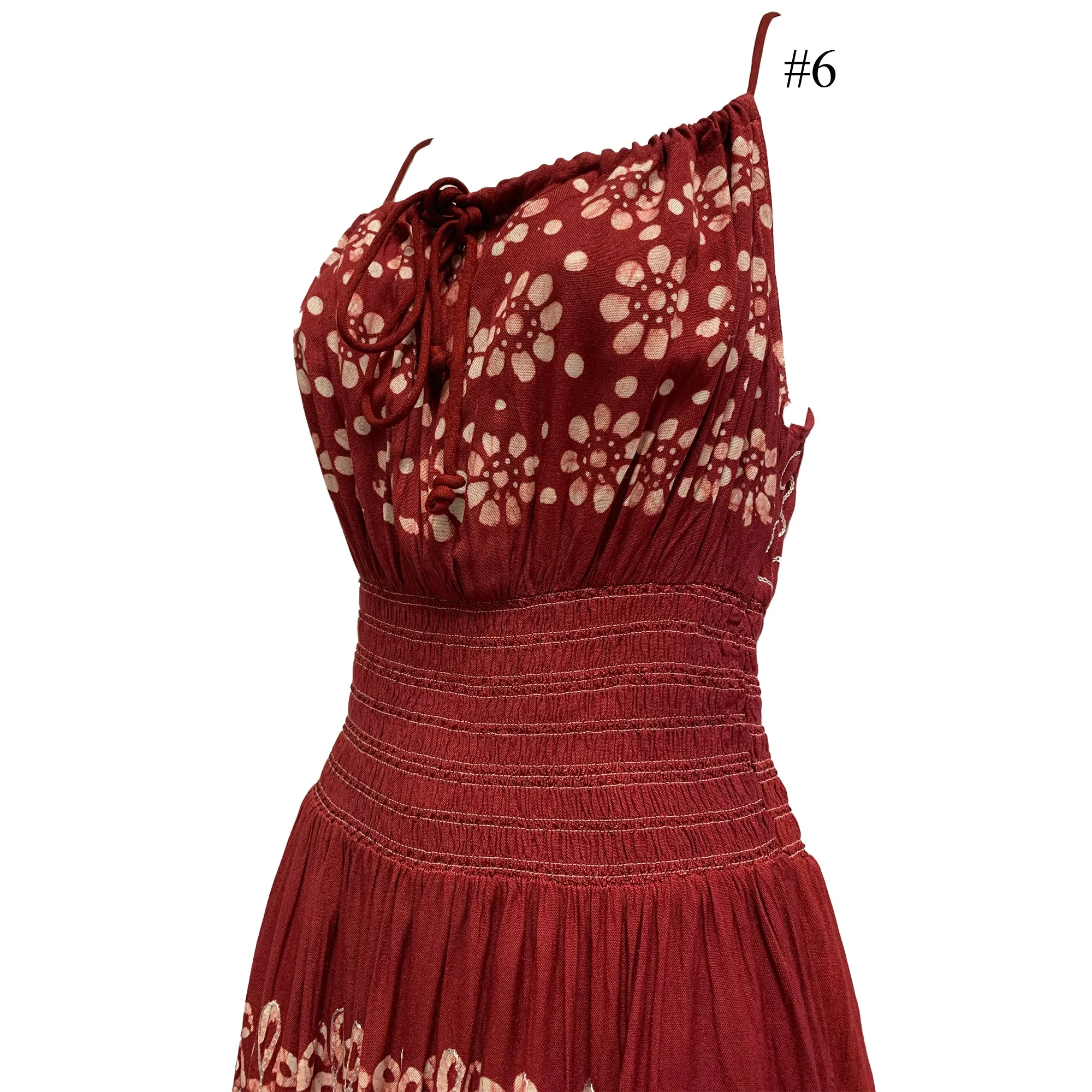 Boho Bohemian Embroidered Indian Ethnic Batik Print Spaghetti-Strap Long Dress Priya