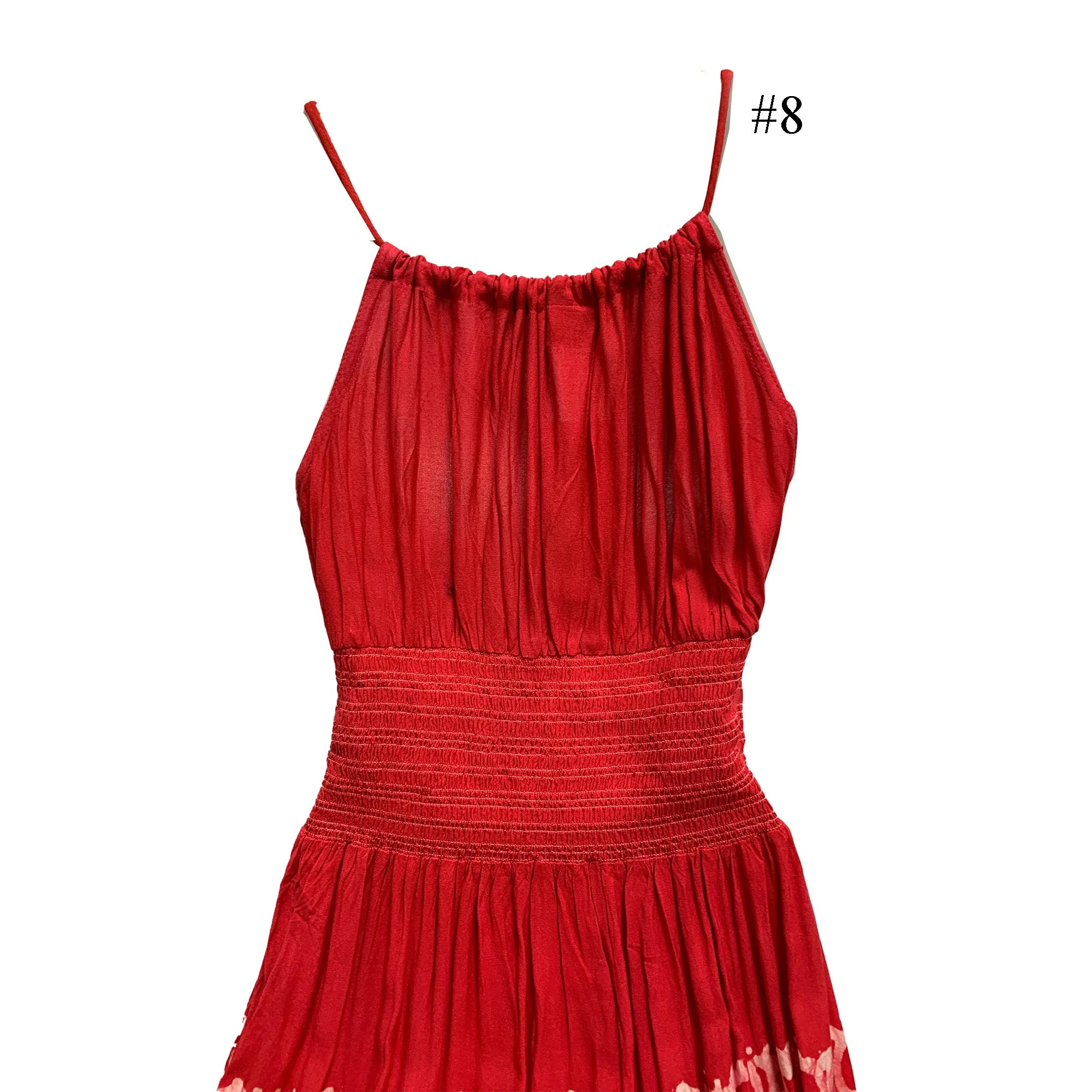 Boho Bohemian Embroidered Indian Ethnic Batik Print Spaghetti-Strap Long Dress Priya