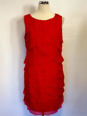 BRAND NEW COAST RED SILK TIERED LAYERED SHIFT DRESS SIZE 14