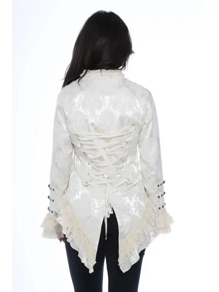 Brocade Tailed Jacket - Off White -