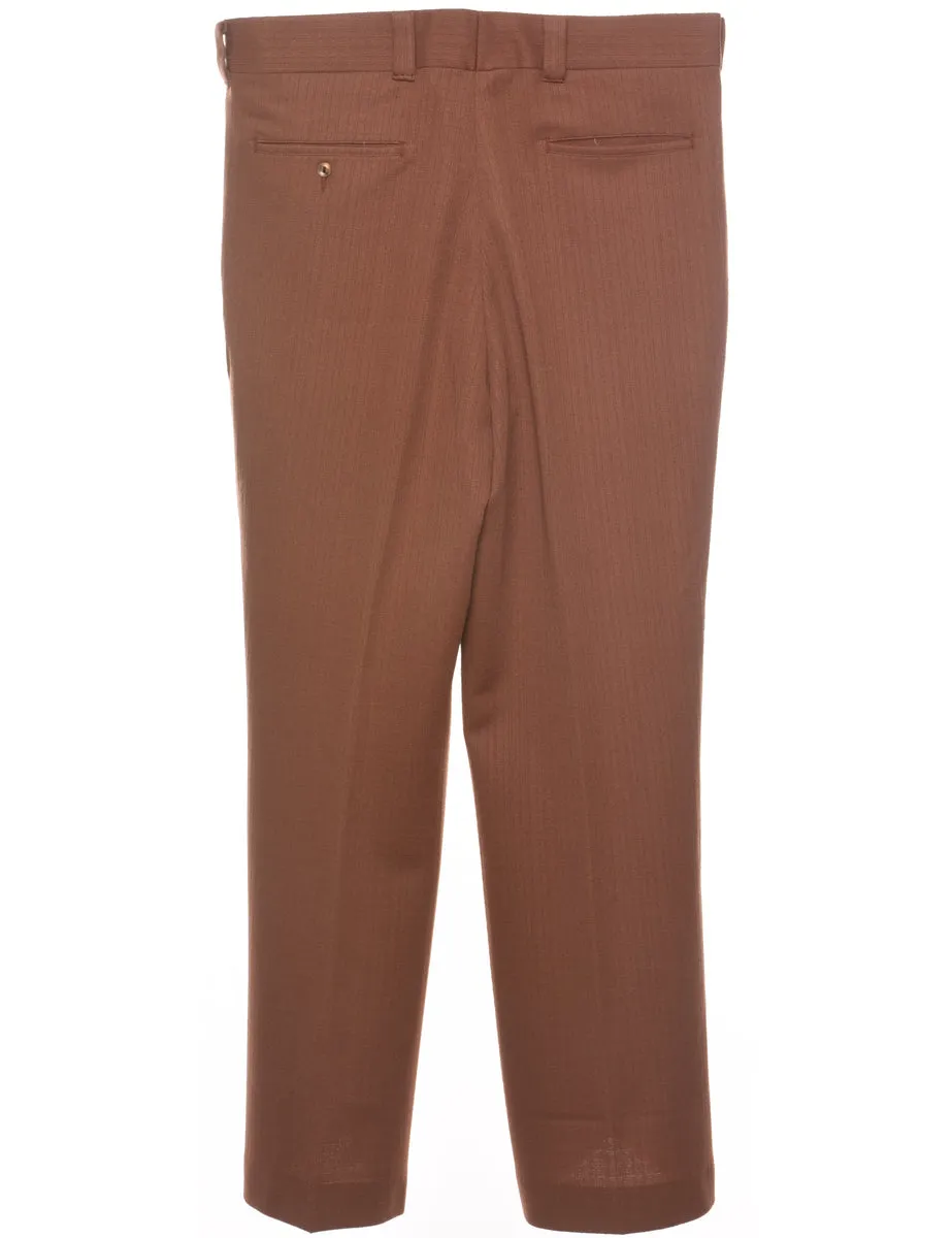 Brown Striped Classic Trousers - W32 L29