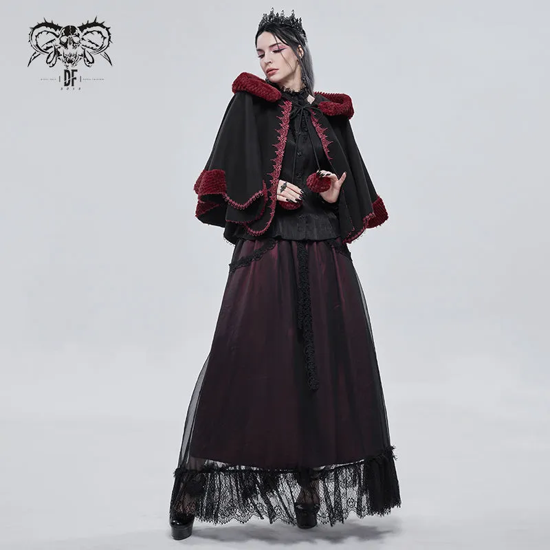 CA02801 Black double-sided woolen contrast color fur shawl with fur