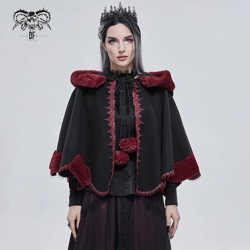 CA02801 Black double-sided woolen contrast color fur shawl with fur